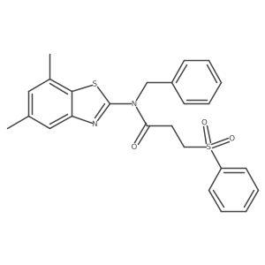 N-benzyl-N-(5,7-dimethylbenzo[d]thiazol-2-yl)-3-(phenylsulfonyl)propanamide结构式