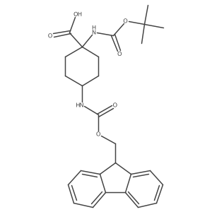 4-(9H-Fluoren-9-ylmethoxycarbonylamino)-1-[(2-methylpropan-2-yl)oxycarbonylamino]cyclohexane-1-carboxylic acid结构式