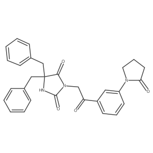 5,5-Dibenzyl-3-{2-oxo-2-[3-(2-oxopyrrolidin-1-yl)phenyl]ethyl}imidazolidine-2,4-dione Structure