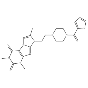 8-{2-[4-(2-Furylcarbonyl)piperazinyl]ethyl}-1,3,7-trimethyl-1,3,5-trihydro-4-i midazolino[1,2-h]purine-2,4-dione结构式