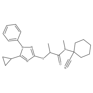 N-(1-cyanocyclohexyl)-2-[(5-cyclopropyl-1-phenyl-1H-1,2,4-triazol-3-yl)sulfanyl]-N-methylpropanamide Structure
