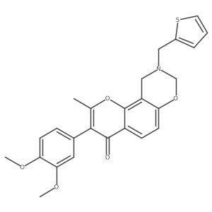 3-(3,4-dimethoxyphenyl)-2-methyl-9-(thiophen-2-ylmethyl)-9,10-dihydrochromeno[8,7-e][1,3]oxazin-4(8H)-one结构式