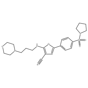 5-((3-Morpholinopropyl)amino)-2-(4-(pyrrolidin-1-ylsulfonyl)phenyl)oxazole-4-carbonitrile结构式