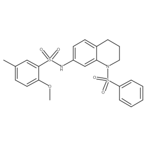 2-methoxy-5-methyl-N-(1-(phenylsulfonyl)-1,2,3,4-tetrahydroquinolin-7-yl)benzenesulfonamide结构式