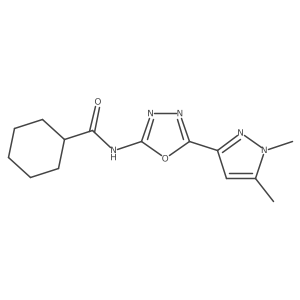N-(5-(1,5-dimethyl-1H-pyrazol-3-yl)-1,3,4-oxadiazol-2-yl)cyclohexanecarboxamide结构式