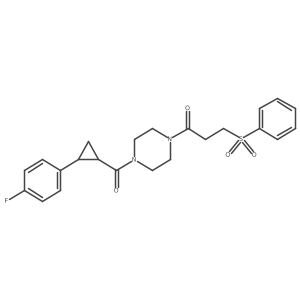 1-(4-(2-(4-Fluorophenyl)cyclopropanecarbonyl)piperazin-1-yl)-3-(phenylsulfonyl)propan-1-one结构式