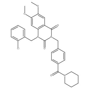 1-(2-chlorobenzyl)-6,7-dimethoxy-3-(4-(piperidine-1-carbonyl)benzyl)quinazoline-2,4(1H,3H)-dione Structure