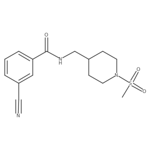 3-cyano-N-((1-(methylsulfonyl)piperidin-4-yl)methyl)benzamide Structure