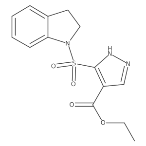 ethyl 5-(indolin-1-ylsulfonyl)-1H-pyrazole-4-carboxylate结构式