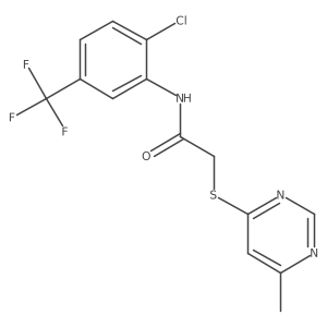 N-(2-chloro-5-(trifluoromethyl)phenyl)-2-((6-methylpyrimidin-4-yl)thio)acetamide结构式