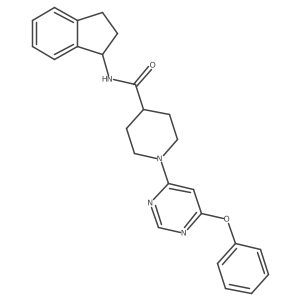 N-(2,3-dihydro-1H-inden-1-yl)-1-(6-phenoxypyrimidin-4-yl)piperidine-4-carboxamide结构式