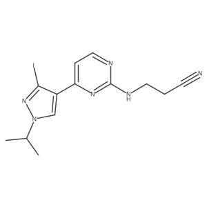 3-[[4-(3-Iodo-1-propan-2-ylpyrazol-4-yl)pyrimidin-2-yl]amino]propanenitrile结构式