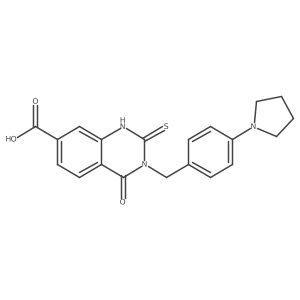 4-Oxo-3-[4-(1-pyrrolidinyl)benzyl]-2-sulfanyl-3,4-dihydro-7-quinazolinecarboxylic acid结构式