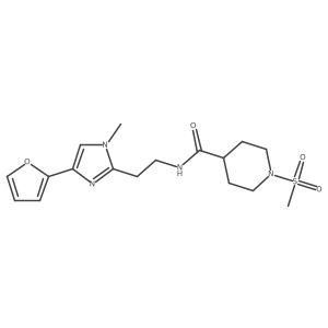 N-{2-[4-(furan-2-yl)-1-methyl-1H-imidazol-2-yl]ethyl}-1-methanesulfonylpiperidine-4-carboxamide结构式