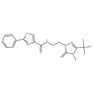 N-[2-[4-methyl-5-oxo-3-(trifluoromethyl)-1,2,4-triazol-1-yl]ethyl]-2-phenyl-thiazole-4-carboxamide Structure