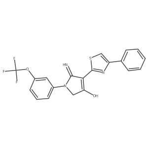 5-imino-4-(4-phenyl-1,3-thiazol-2-yl)-1-[3-(trifluoromethoxy)phenyl]-2,5-dihydro-1H-pyrrol-3-ol结构式