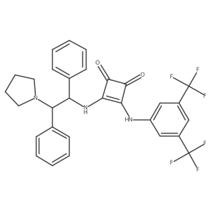 3-[3,5-Bis(trifluoromethyl)anilino]-4-[(1,2-diphenyl-2-pyrrolidin-1-ylethyl)amino]cyclobut-3-ene-1,2-dione结构式