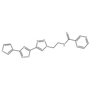 N-(2-(4-(3-(thiophen-3-yl)-1,2,4-oxadiazol-5-yl)-1H-1,2,3-triazol-1-yl)ethyl)pyrazine-2-carboxamide结构式