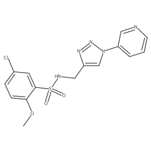 5-chloro-2-methoxy-N-((1-(pyridin-3-yl)-1H-1,2,3-triazol-4-yl)methyl)benzenesulfonamide结构式