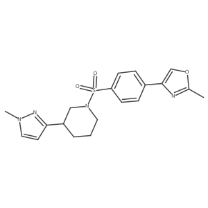 2-methyl-4-(4-((3-(1-methyl-1H-pyrazol-3-yl)piperidin-1-yl)sulfonyl)phenyl)oxazole结构式