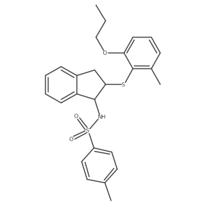 4-methyl-N-[2-(2-methyl-6-propoxyphenyl)sulfanyl-2,3-dihydro-1H-inden-1-yl]benzenesulfonamide结构式
