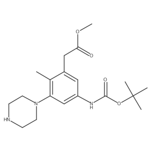 Methyl 2-(5-{[(tert-butoxy)carbonyl]amino}-2-methyl-3-(piperazin-1-yl)phenyl)acetate结构式