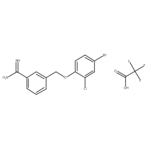3-[(4-Bromo-2-chlorophenoxy)methyl]benzene-1-carboximidamide; trifluoroacetic acid结构式