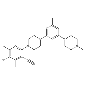 5-Chloro-4,6-dimethyl-2-{4-[4-methyl-6-(4-methylpiperazin-1-yl)pyrimidin-2-yl]piperazin-1-yl}pyridine-3-carbonitrile结构式
