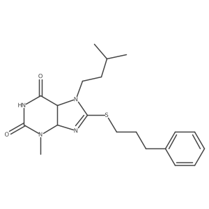 3-Methyl-7-(3-methylbutyl)-8-(3-phenylpropylsulfanyl)-4,5-dihydropurine-2,6-dione Structure