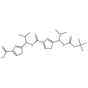 CC(C)C(NC(=O)OC(C)(C)C)c1nc(C(=O)NC(c2nc(C(=O)O)cs2)C(C)C)cs1结构式