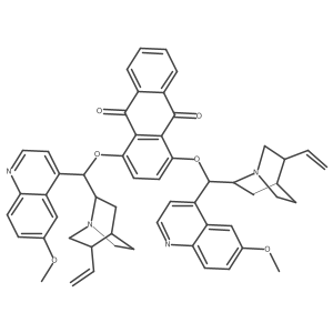 1,4-Bis((6-methoxyquinolin-4-yl)(5-vinylquinuclidin-2-yl)methoxy)anthracene-9,10-dione结构式