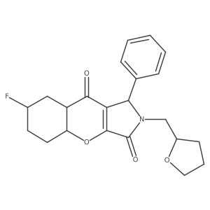 7-fluoro-2-(oxolan-2-ylmethyl)-1-phenyl-4a,5,6,7,8,8a-hexahydro-1H-chromeno[2,3-c]pyrrole-3,9-dione结构式