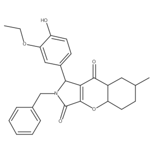 2-benzyl-1-(3-ethoxy-4-hydroxyphenyl)-7-methyl-4a,5,6,7,8,8a-hexahydro-1H-chromeno[2,3-c]pyrrole-3,9-dione Structure