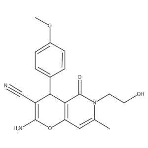 2-amino-6-(2-hydroxyethyl)-4-(4-methoxyphenyl)-7-methyl-5-oxo-4H,5H,6H-pyrano[3,2-c]pyridine-3-carbonitrile Structure