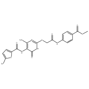 Methyl 4-(2-((4-amino-5-(5-bromofuran-2-carboxamido)-6-oxo-1,6-dihydropyrimidin-2-yl)thio)acetamido)benzoate结构式