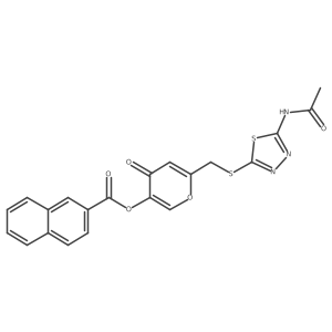 6-(((5-acetamido-1,3,4-thiadiazol-2-yl)thio)methyl)-4-oxo-4H-pyran-3-yl 2-naphthoate结构式