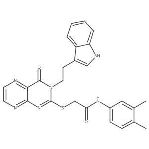 N-(3,4-dimethylphenyl)-2-({3-[2-(1H-indol-3-yl)ethyl]-4-oxo-3,4-dihydropteridin-2-yl}sulfanyl)acetamide结构式