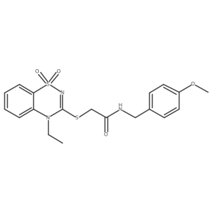 2-((4-ethyl-1,1-dioxido-4H-benzo[e][1,2,4]thiadiazin-3-yl)thio)-N-(4-methoxybenzyl)acetamide Structure