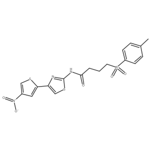 N-(4-(4-nitrothiophen-2-yl)thiazol-2-yl)-4-tosylbutanamide结构式