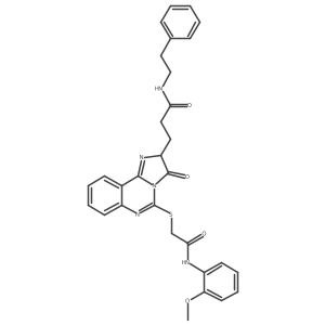 3-[5-({[(2-methoxyphenyl)carbamoyl]methyl}sulfanyl)-3-oxo-2H,3H-imidazo[1,2-c]quinazolin-2-yl]-N-(2-phenylethyl)propanamide Structure