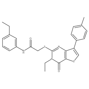 2-{[3-ethyl-7-(4-methylphenyl)-4-oxo-3,4-dihydrothieno[3,2-d]pyrimidin-2-yl]thio}-N-(3-ethylphenyl)acetamide结构式