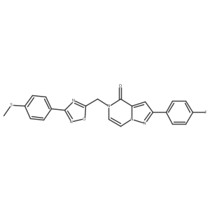 2-(4-fluorophenyl)-5-((3-(4-(methylthio)phenyl)-1,2,4-oxadiazol-5-yl)methyl)pyrazolo[1,5-a]pyrazin-4(5H)-one结构式