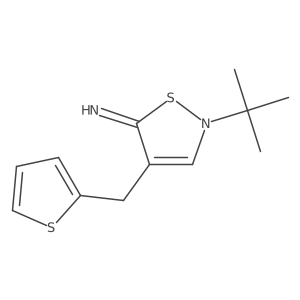 2-Tert-butyl-4-(thiophen-2-ylmethyl)-1,2-thiazol-5-imine结构式