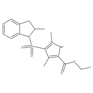ethyl 3,5-dimethyl-4-[(2-methyl-2,3-dihydro-1H-indol-1-yl)sulfonyl]-1H-pyrrole-2-carboxylate Structure