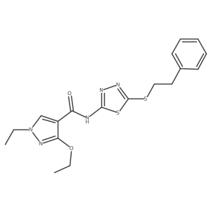 3-ethoxy-1-ethyl-N-{5-[(2-phenylethyl)sulfanyl]-1,3,4-thiadiazol-2-yl}-1H-pyrazole-4-carboxamide结构式