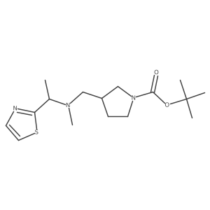 tert-Butyl 3-((methyl(1-(thiazol-2-yl)ethyl)amino)methyl)pyrrolidine-1-carboxylate结构式
