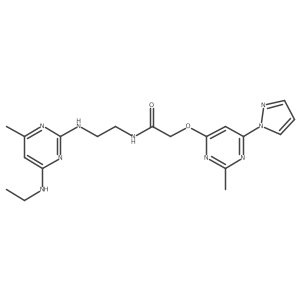 N-(2-((4-(ethylamino)-6-methylpyrimidin-2-yl)amino)ethyl)-2-((2-methyl-6-(1H-pyrazol-1-yl)pyrimidin-4-yl)oxy)acetamide结构式