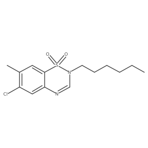2H-1,2,4-Benzothiadiazine, 6-chloro-2-hexyl-7-methyl-, 1,1-dioxide结构式