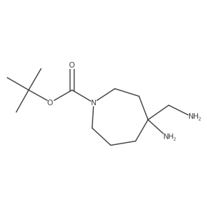 1H-Azepine-1-carboxylic acid, 4-amino-4-(aminomethyl)hexahydro-, 1,1-dimethylethyl ester结构式