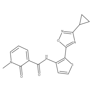 N-(2-(3-cyclopropyl-1,2,4-oxadiazol-5-yl)thiophen-3-yl)-1-methyl-2-oxo-1,2-dihydropyridine-3-carboxamide结构式